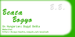 beata bogyo business card