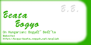 beata bogyo business card